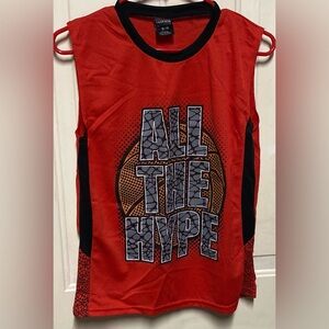 Boys Basketball Jersey Tank Top “All The Hype” Red Black Athletic Youth 16/18